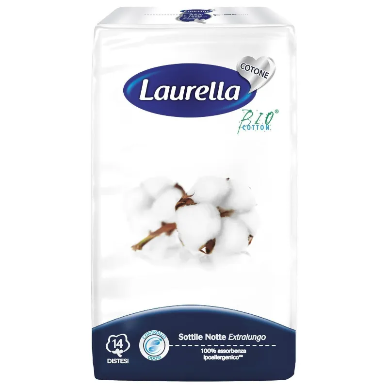 LAURELLA BIO COTTON ASSORB.SOTTILE NOTTE X14
