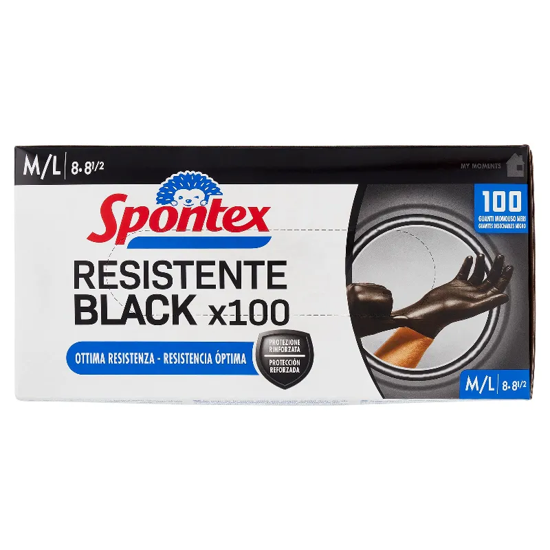 SPONTEX GUANTI RESIST.BLACK X100 MEDIUM/LARGE