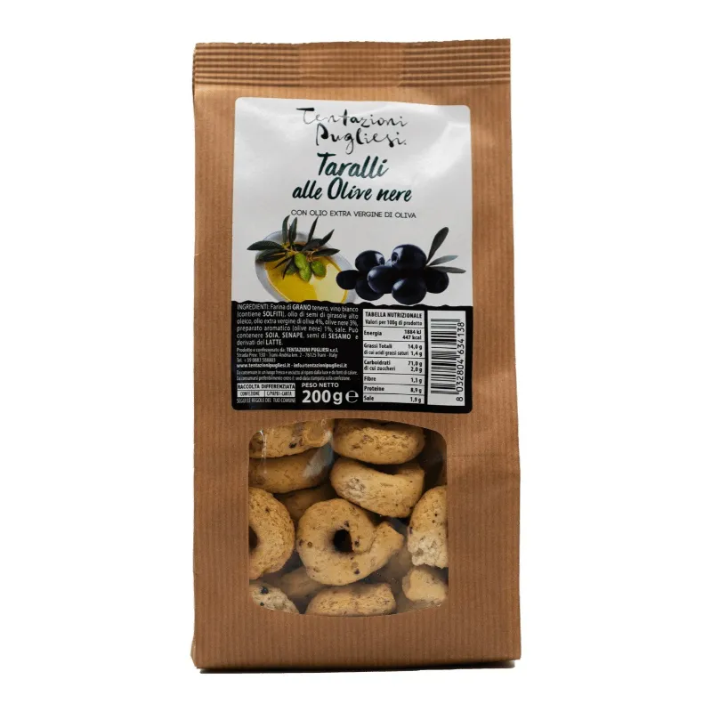 TENTAZIONI PUGLIESI TARALLI OLIVE NERE GR.200